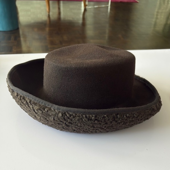 Shearling & Wool Designer Hat - Picture 1 of 9